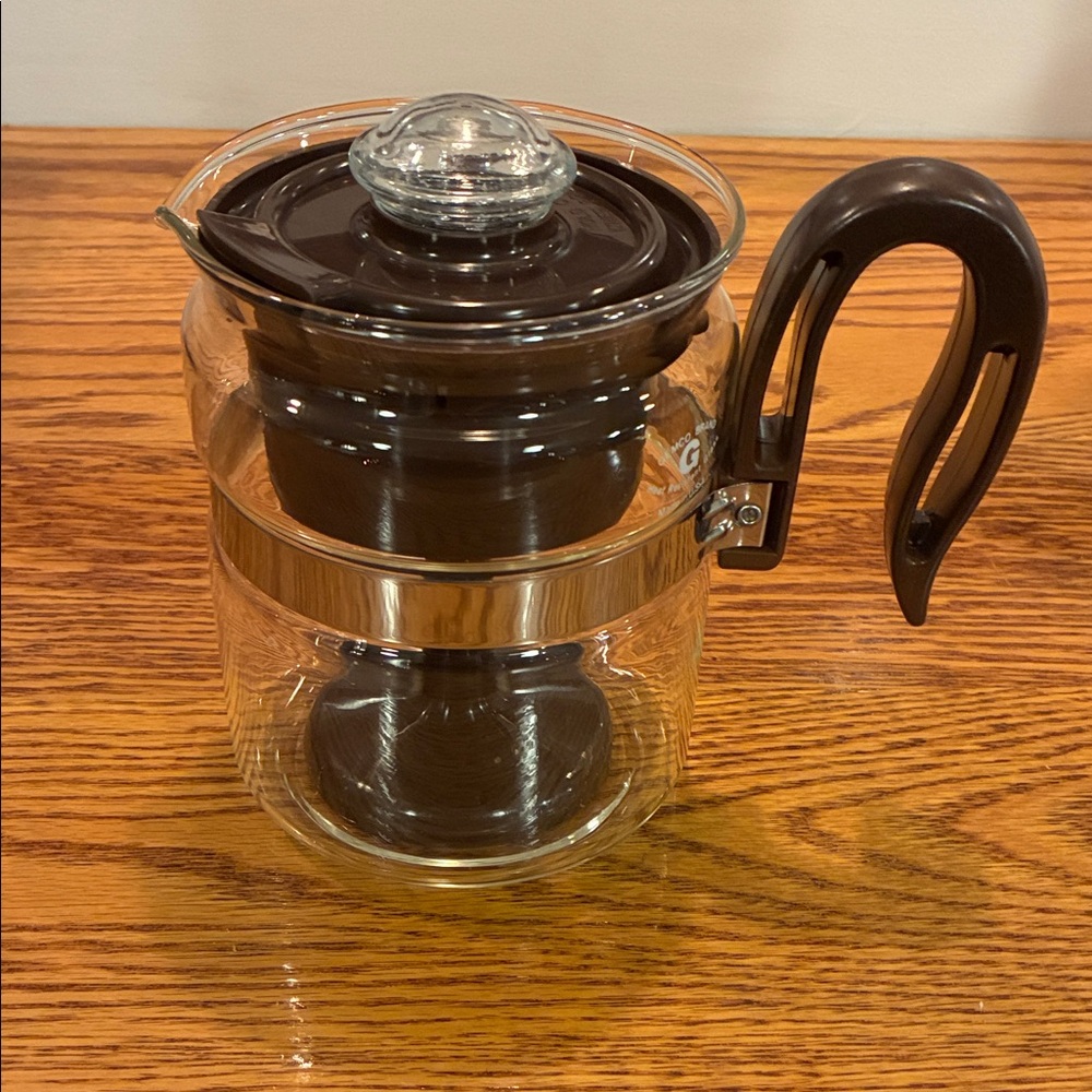 Glass Coffee Maker with Brown Handle